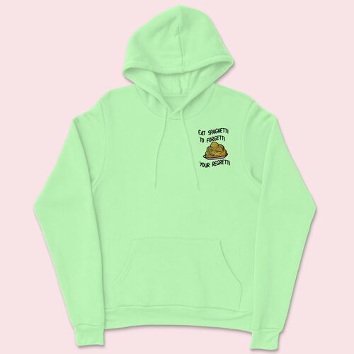 Eat Spaghetti Embroidered Unisex Hoodie Apple Green