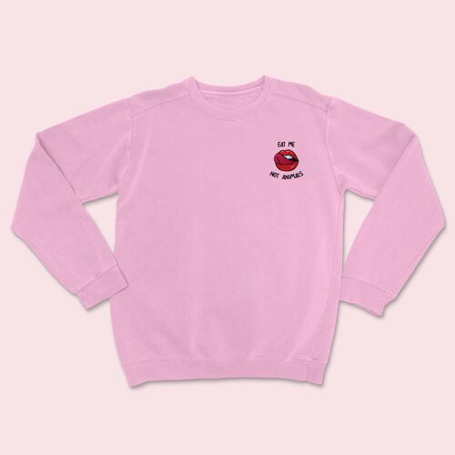Eat ME Not Animals Embroidered Sweatshirt Baby Pink