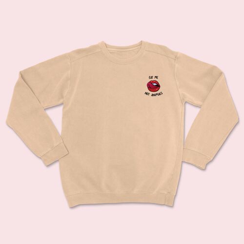 Eat ME Not Animals Embroidered Sweatshirt Nude