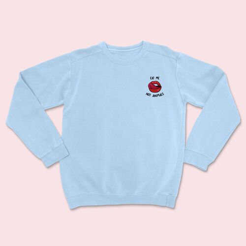 Eat ME Not Animals Embroidered Sweatshirt Sky Blue