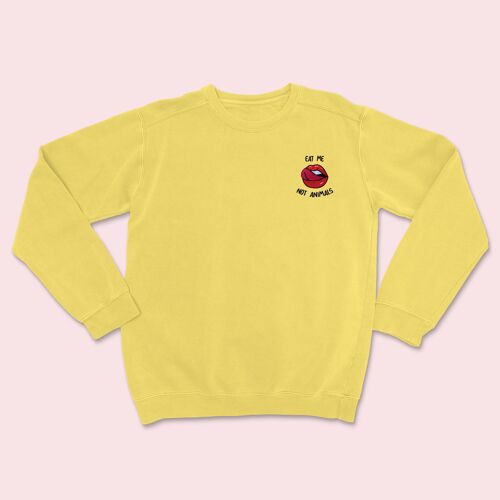 Eat ME Not Animals Embroidered Sweatshirt Sun Yellow