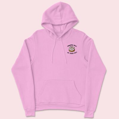 Cinnamon Rolls Embroidered Hoodie Baby Pink