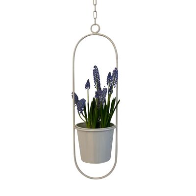 Hanging pot, decorative ring with flower pot "Hanging Garden" oval, white