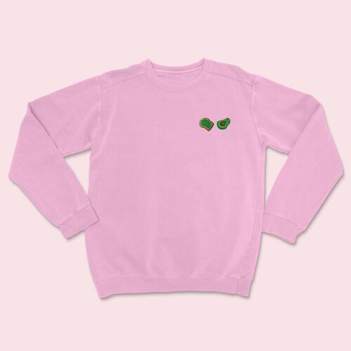 Avocado Toast Organic Embroidered Sweater Cotton Pink