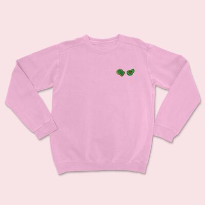 Avocado Toast Bio-Pullover mit Stickerei, Baumwolle, Rosa