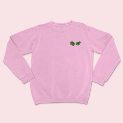 Avocado Toast Organic Embroidered Sweater Cotton Pink