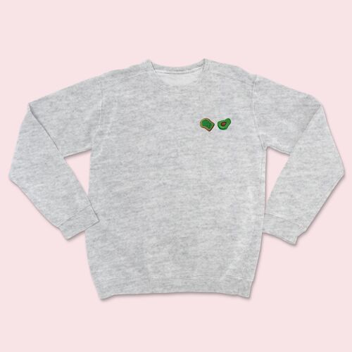 Avocado Toast Organic Embroidered Sweater Heather Grey