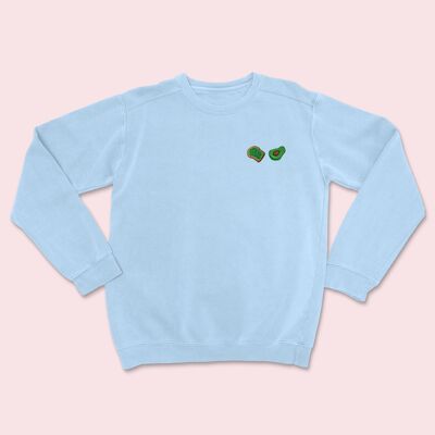 Avocado Toast Organic Embroidered Sweater Sky Blue