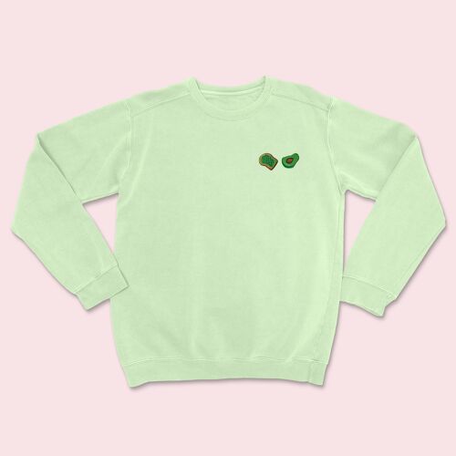 Avocado Toast Organic Embroidered Sweater Stem Green