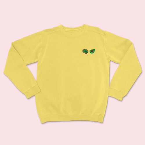 Avocado Toast Embroidered Unisex Sweatshirt Sun Yellow