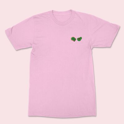 T-shirt con ricamo Avocado Toast in cotone rosa