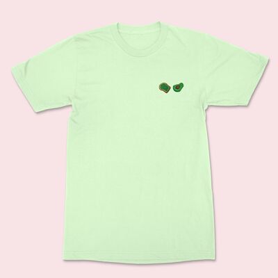 Camiseta Bordada Aguacate Tostado Tallo Verde