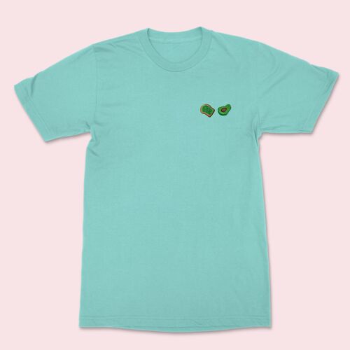 Avocado Toast Embroidered T-shirt Teal Monstera