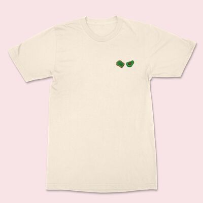 Camiseta Bordada Tostada De Aguacate Blanco Vintage