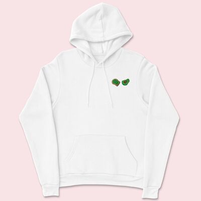 Avocado Toast Bestickter Hoodie Weiß