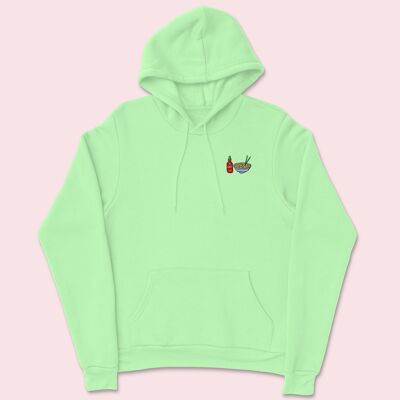 Hot Noodles Embroidered Hoodie Lime Green