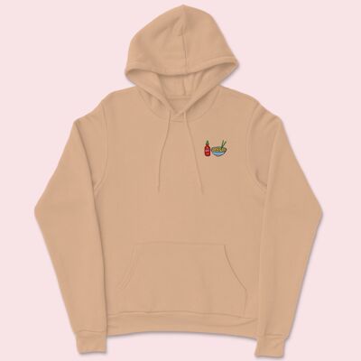 Hot Noodles Embroidered Hoodie Nude