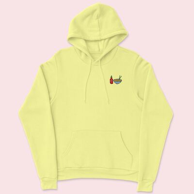 Hot Noodles Bestickter Hoodie Zitrone