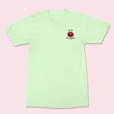 EAT ME Not Animals Embroidered T-shirt Stem Green