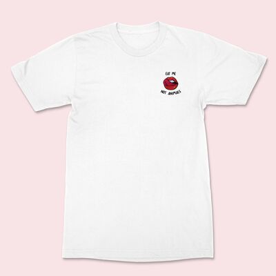 EAT ME Not Animals Embroidered T-shirt White