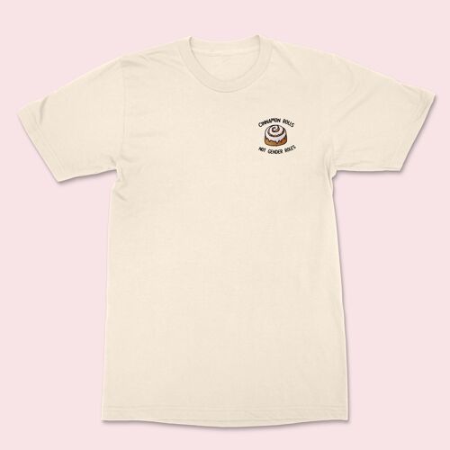 CINNAMON ROLLS Embroidered T-shirt Vintage White