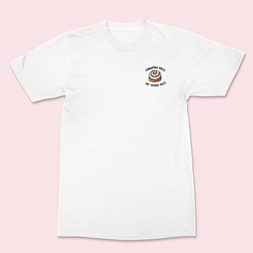 CINNAMON ROLLS Embroidered T-shirt White