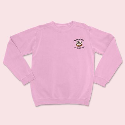 CINNAMON ROLLS Organic Embroidered Sweater Cotton Pink