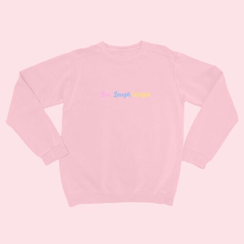 Live Laugh Organic Embroidered Sweater Canyon Pink