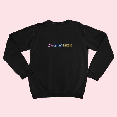 Sudadera Live Laugh Bordada Unisex Negra