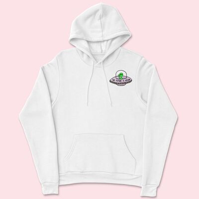 FUTURE IS VEGAN Sudadera con Capucha Orgánica Bordada Blanca