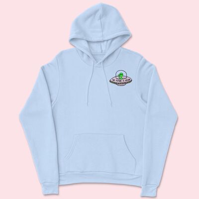 FUTURE IS VEGAN Organic Embroidered Hoodie Sky Blue