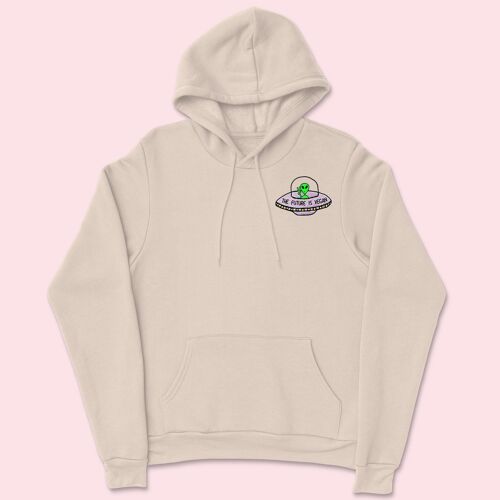 FUTURE IS VEGAN Organic Embroidered Hoodie Nude