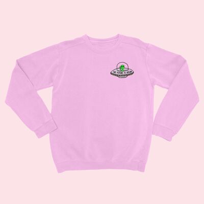 FUTURE IS VEGAN Organic Embroidered Sweater Cotton Pink
