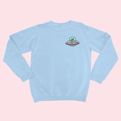 FUTURE IS VEGAN Organic Embroidered Sweater Sky Blue