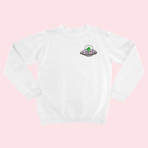 FUTURE IS VEGAN Embroidered Unisex Sweatshirt White