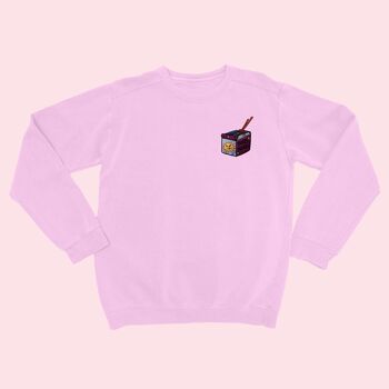 SEND NOODS Pull Bio Brodé Coton Rose 1