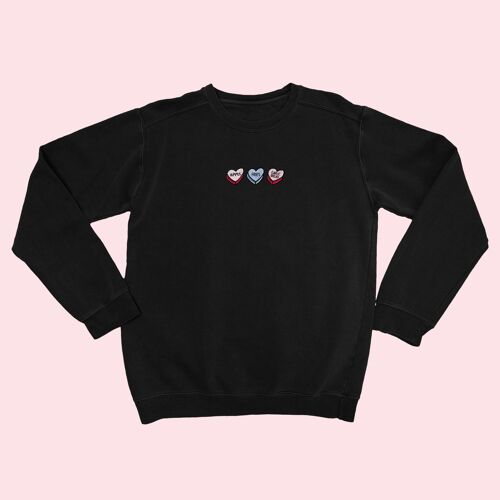 LOVEHEARTS Organic Embroidered Sweater Black