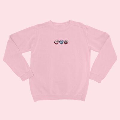 LOVEHEARTS Bio-Pullover mit Stickerei Nude Pink