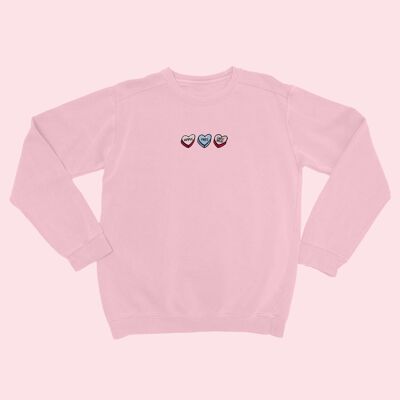 LOVEHEARTS Maglione ricamato organico rosa nudo