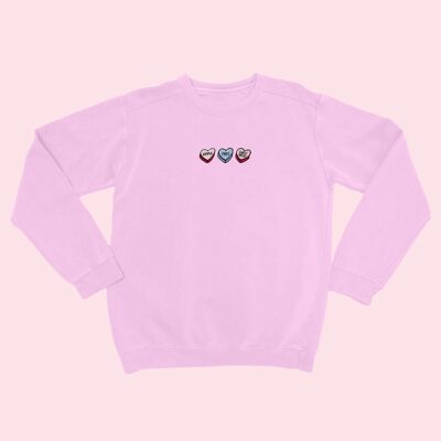 LOVEHEARTS Organic Embroidered Sweater Cotton Pink