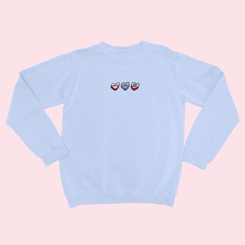 LOVEHEARTS Organic Embroidered Sweater Sky Blue