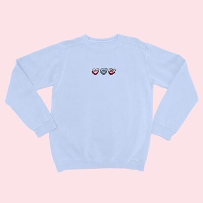 LOVEHEARTS Organic Embroidered Sweater Sky Blue