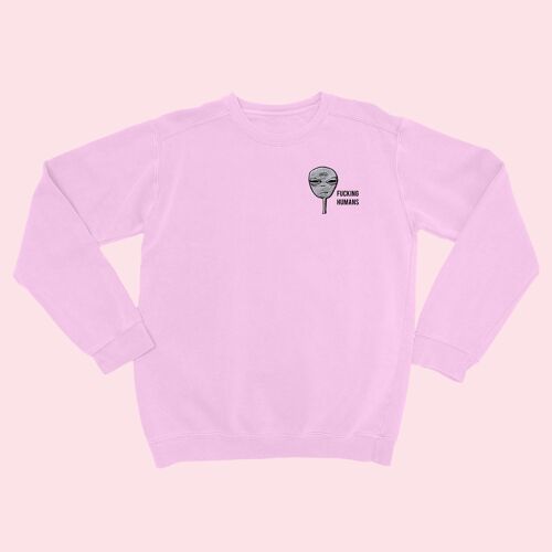 FCKING HUMANS Alien Organic Embroidered Sweater Cotton Pink