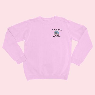 MY OAT MILK Organic Embroidered Sweater Cotton Pink