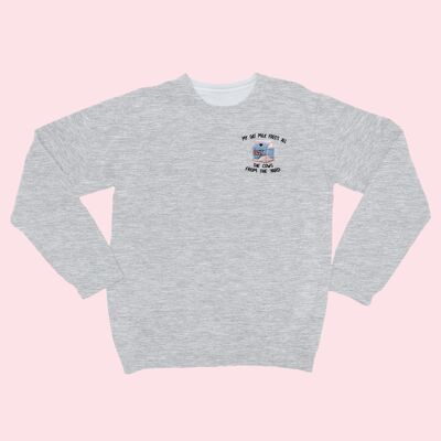 MY OAT MILK Organic Embroidered Sweater Heather Grey