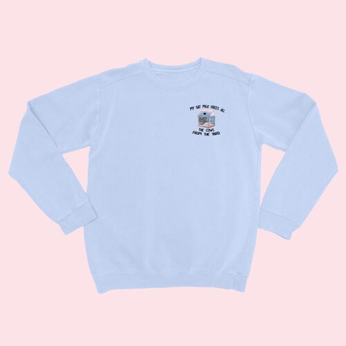 MY OAT MILK Organic Embroidered Sweater Sky Blue