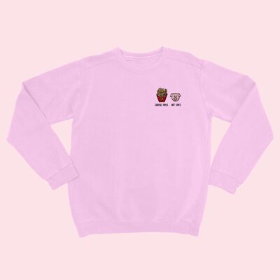 CHOOSE FRIES Organic Embroidered Sweater Cotton Pink
