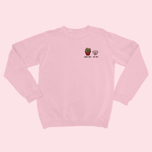 CHOOSE FRIES Organic Embroidered Sweater Nude Pink