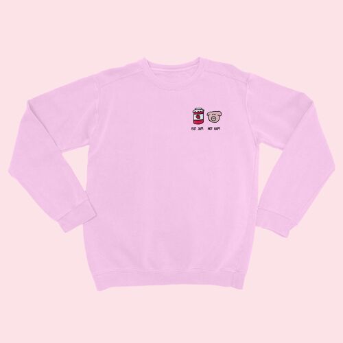 EAT JAM NOT HAM Organic Embroidered Sweater Cotton Pink