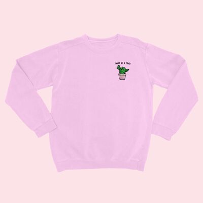 DON'T BE A PRICK Bestickter Pullover aus Bio-Baumwolle Rosa